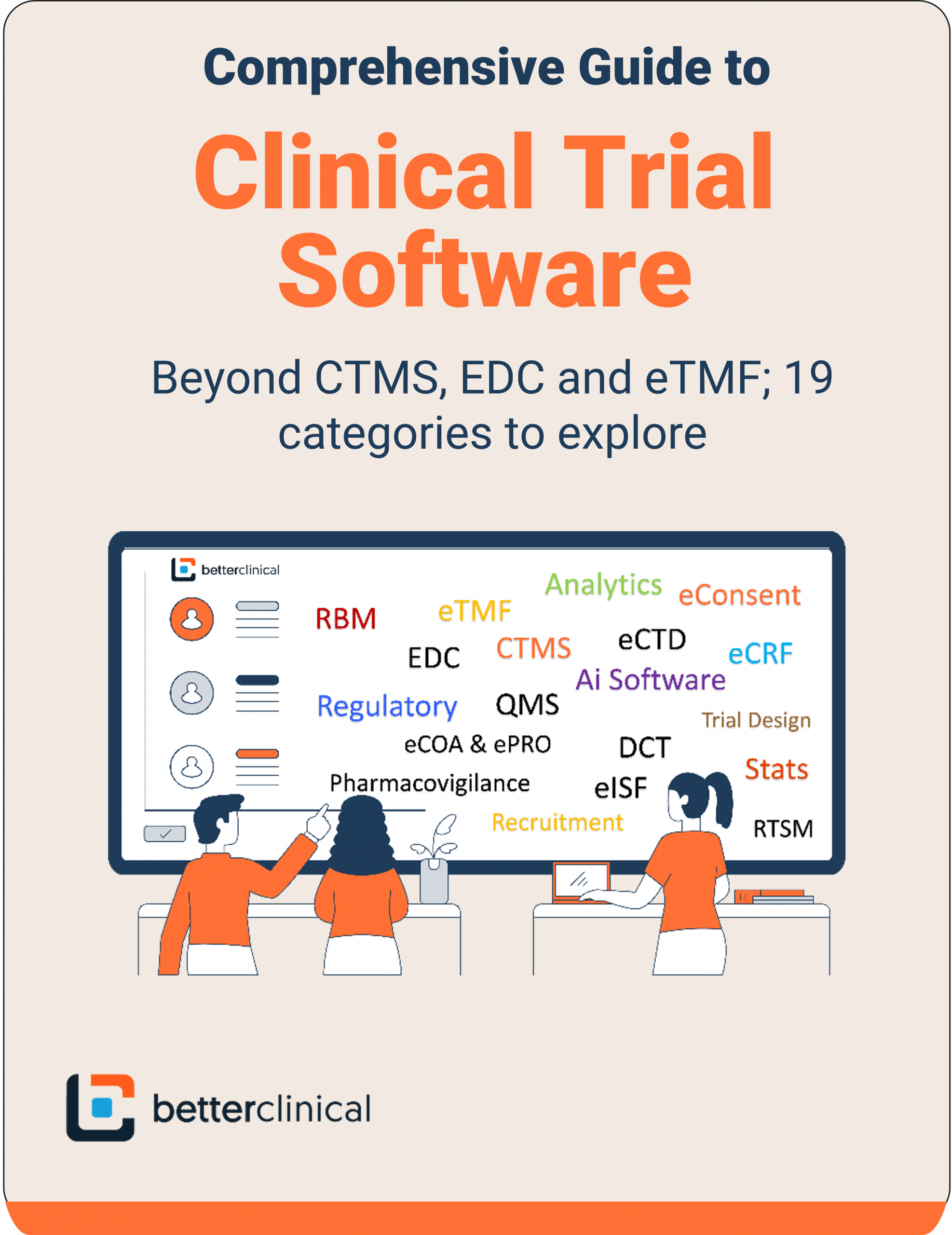 eGuide, Clinical trial software, orange, illustration