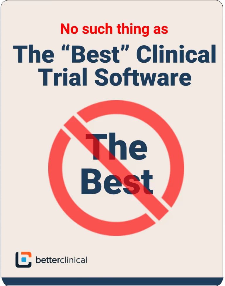 no such thing as best clinical trials software, red strike through, report cover