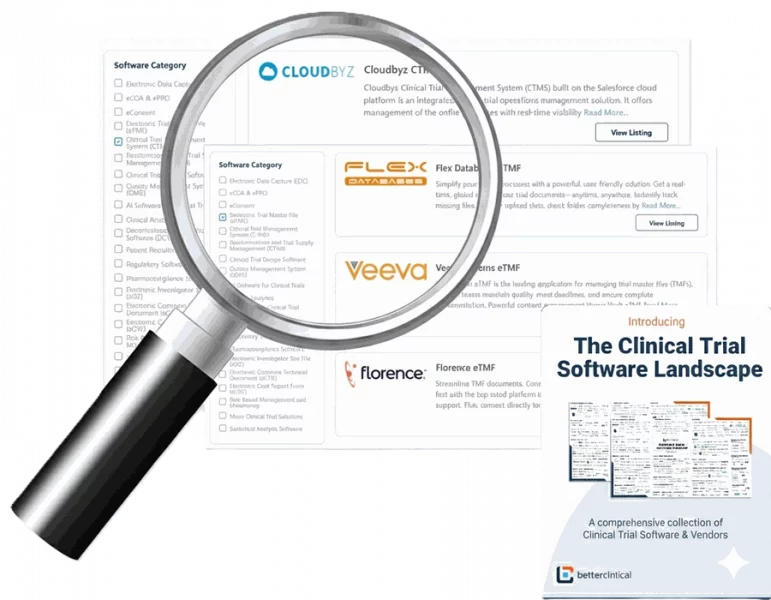 betterclinical, clinical trial software, directory, magnifying glass